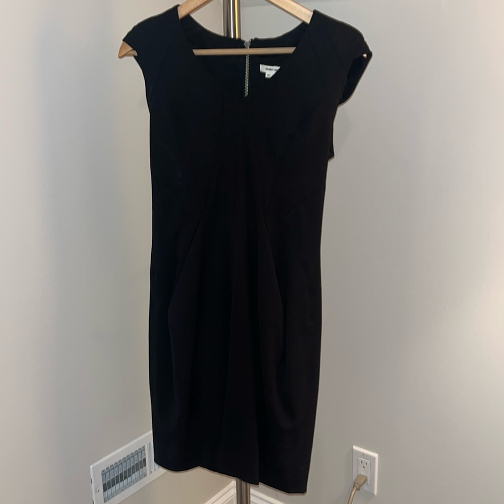 Helmut Lang Size 2 Black Padded Shoulder Dress